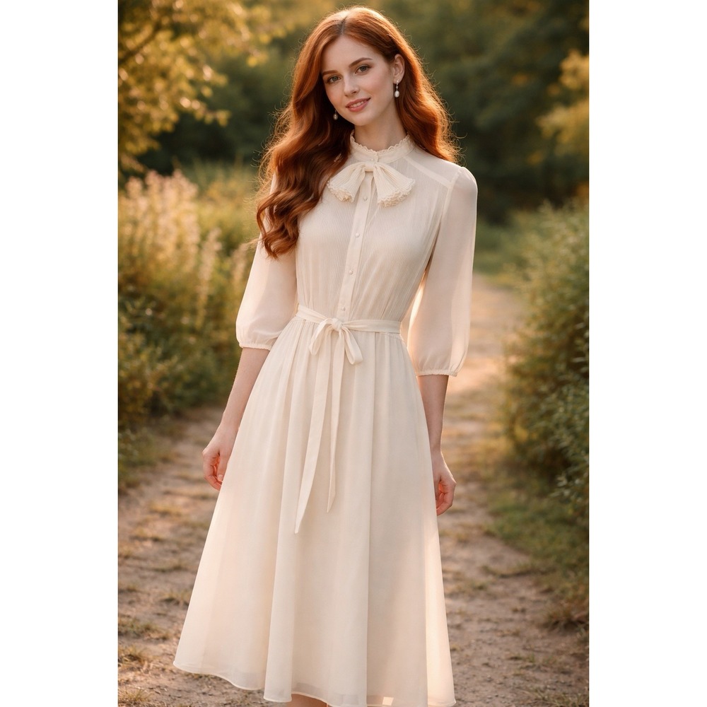 Vintage Miss Oops Of California  Ivory Size 10 Beautiful Classic Dress